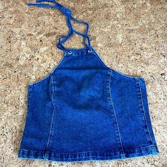 Topshop eyelet denim halter neck top US6 - Picture 3 of 5